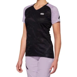 100% Airmatic Short Sleeve Jersey Voor Dames - Zwart/Lavendel