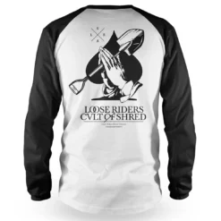 LOOSE RIDERS Heren Technische Jersey Lange Mouwen - Biddende Handen Wit -Aanbiedingen Vlot Fiets Winkel MensTechnicalJerseyLongSleeves LooseRiders PrayingHandsWhite 2